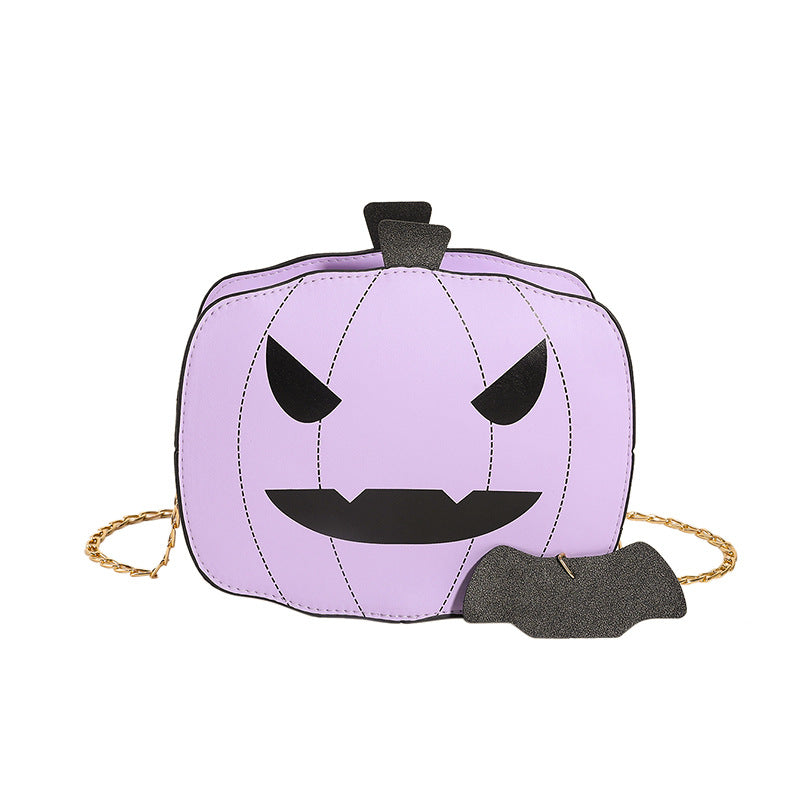 Halloween Cartoon Pumpkin Shoulder Bag – Funny Creative Chain Crossbody Bag for Girls & Women