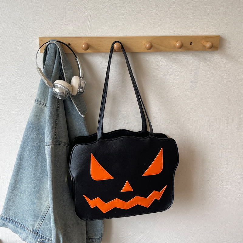 Women’s Halloween Pumpkin Shoulder Messenger Bag — PU Leather, Black or Orange | Free shipping