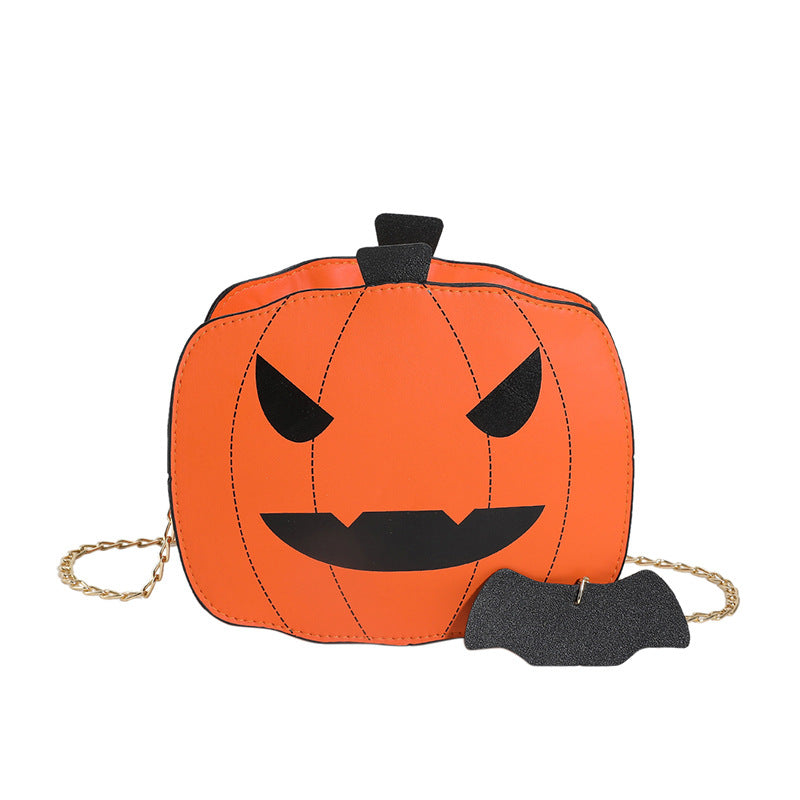 Halloween Cartoon Pumpkin Shoulder Bag – Funny Creative Chain Crossbody Bag for Girls & Women