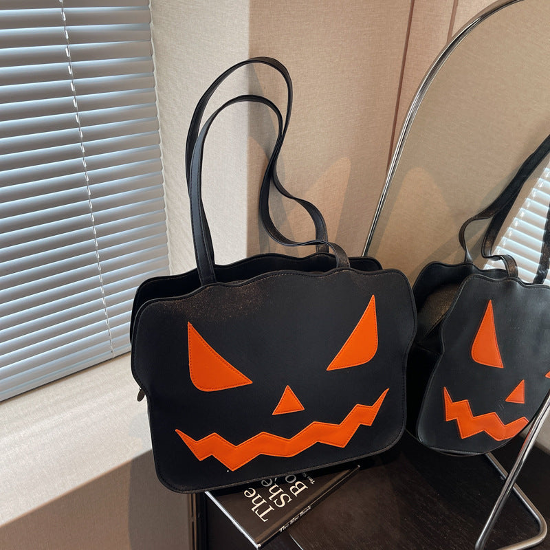 Women’s Halloween Pumpkin Shoulder Messenger Bag — PU Leather, Black or Orange | Free shipping