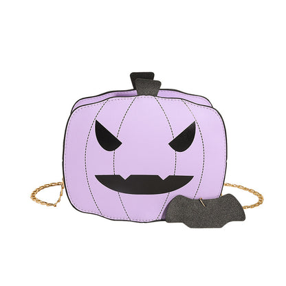 Halloween Cartoon Pumpkin Shoulder Bag – Funny Creative Chain Crossbody Bag for Girls & Women