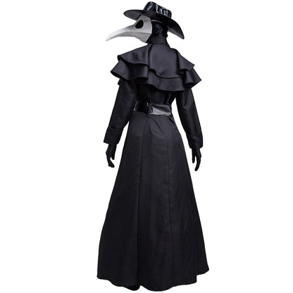 Halloween Steampunk Plague Doctor Costume – Medieval Beak Mask Outfit with Accessories (Unisex, Multiple Sizes)