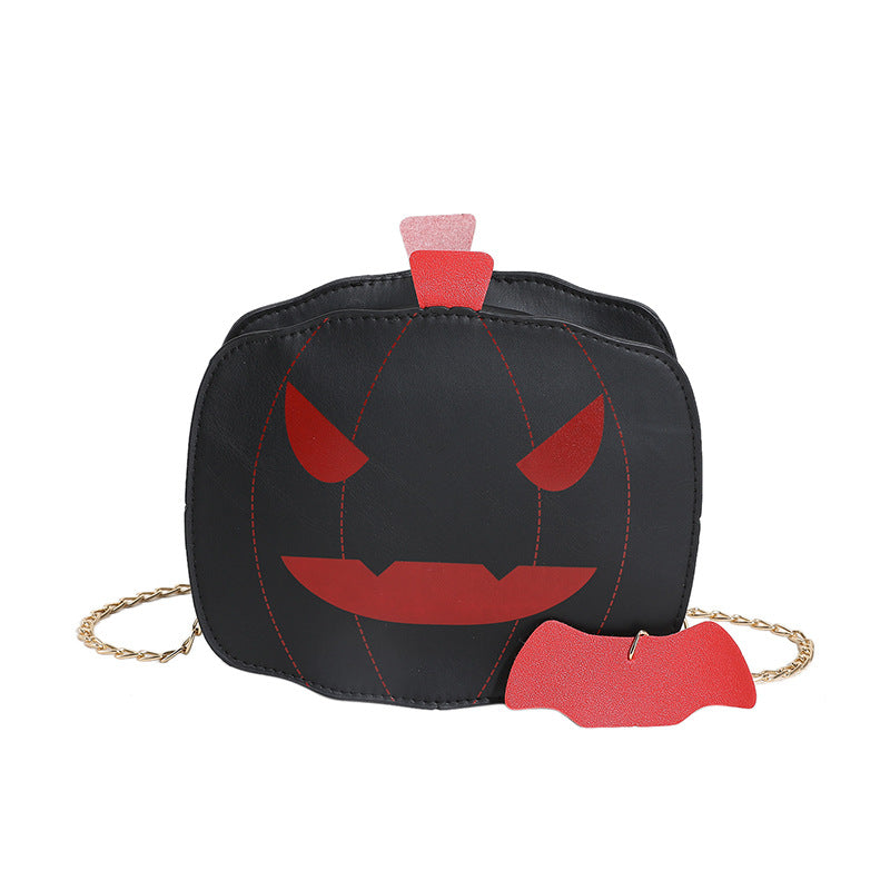 Halloween Cartoon Pumpkin Shoulder Bag – Funny Creative Chain Crossbody Bag for Girls & Women