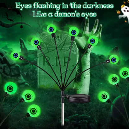 Solar Halloween Eyeball Stake Light – 6‑Head Outdoor Waterproof Firefly Lamp for Garden & Yard