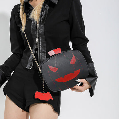 Halloween Cartoon Pumpkin Shoulder Bag – Funny Creative Chain Crossbody Bag for Girls & Women