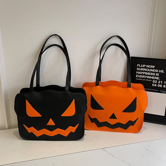 Women’s Halloween Pumpkin Shoulder Messenger Bag — PU Leather, Black or Orange |  Free shipping