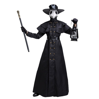 Halloween Steampunk Plague Doctor Costume – Medieval Beak Mask Outfit with Accessories (Unisex, Multiple Sizes)