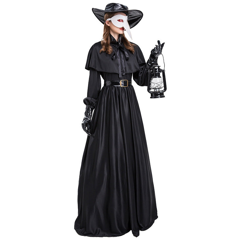 Halloween Steampunk Plague Doctor Costume – Medieval Beak Mask Outfit with Accessories (Unisex, Multiple Sizes)