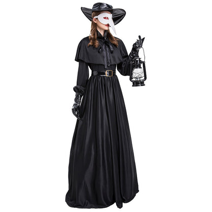 Halloween Steampunk Plague Doctor Costume – Medieval Beak Mask Outfit with Accessories (Unisex, Multiple Sizes)