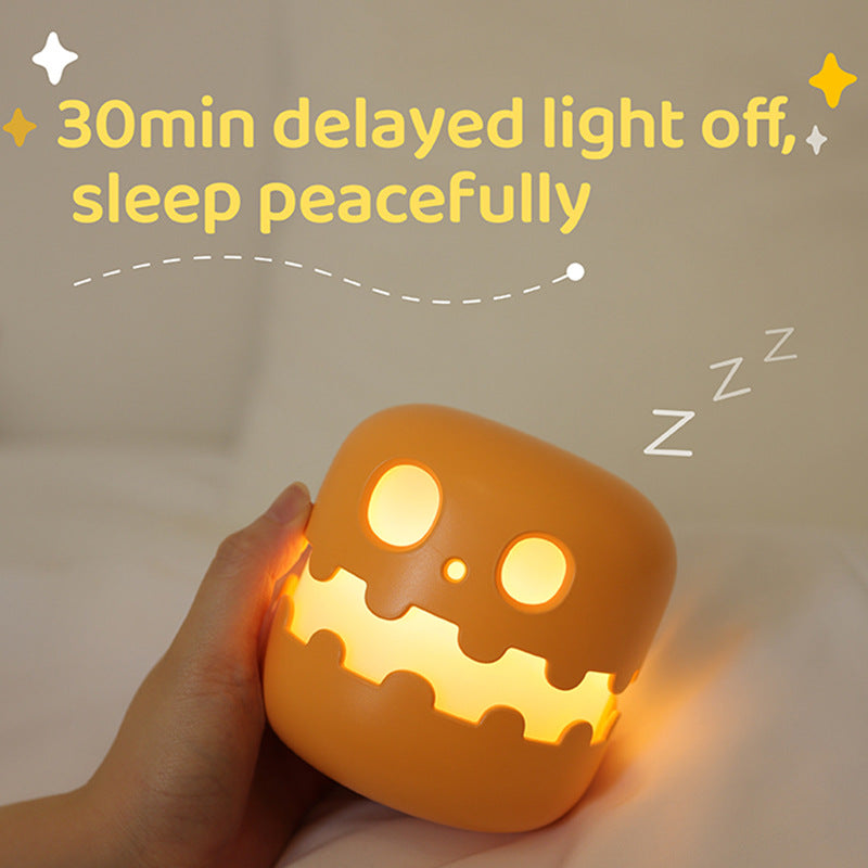 Halloween Pumpkin Night Light – Cute Silicone Bedside Lamp for Kids & Adults, Funny Ambience Light for Bedroom, Living Room & Party Decoration, Rechargeable LED Gift for Halloween & Birthdays | Fast Delivery 5–9 Days + Free Shipping