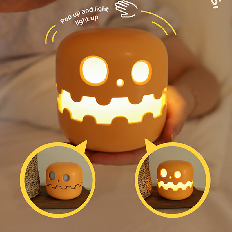 Halloween Pumpkin Night Light – Cute Silicone Bedside Lamp for Kids & Adults, Funny Ambience Light for Bedroom, Living Room & Party Decoration, Rechargeable LED Gift for Halloween & Birthdays | Fast Delivery 5–9 Days + Free Shipping