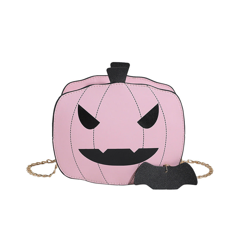 Halloween Cartoon Pumpkin Shoulder Bag – Funny Creative Chain Crossbody Bag for Girls & Women