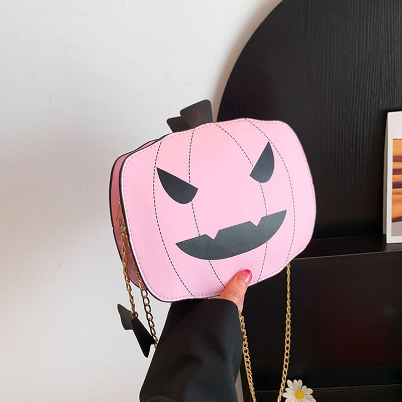 Halloween Cartoon Pumpkin Shoulder Bag – Funny Creative Chain Crossbody Bag for Girls & Women