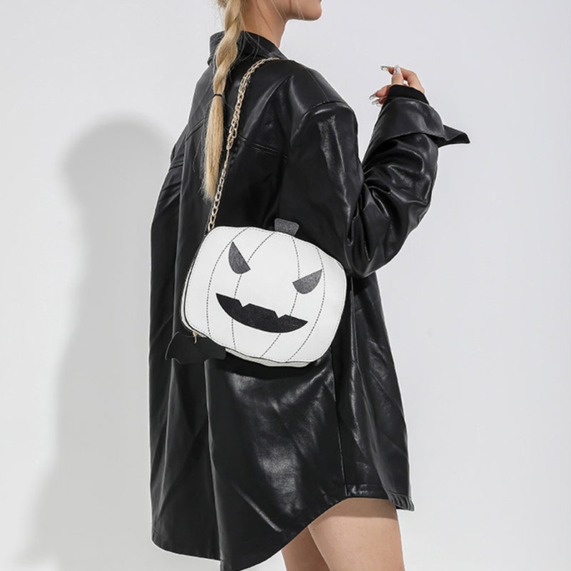 Halloween Cartoon Pumpkin Shoulder Bag – Funny Creative Chain Crossbody Bag for Girls & Women