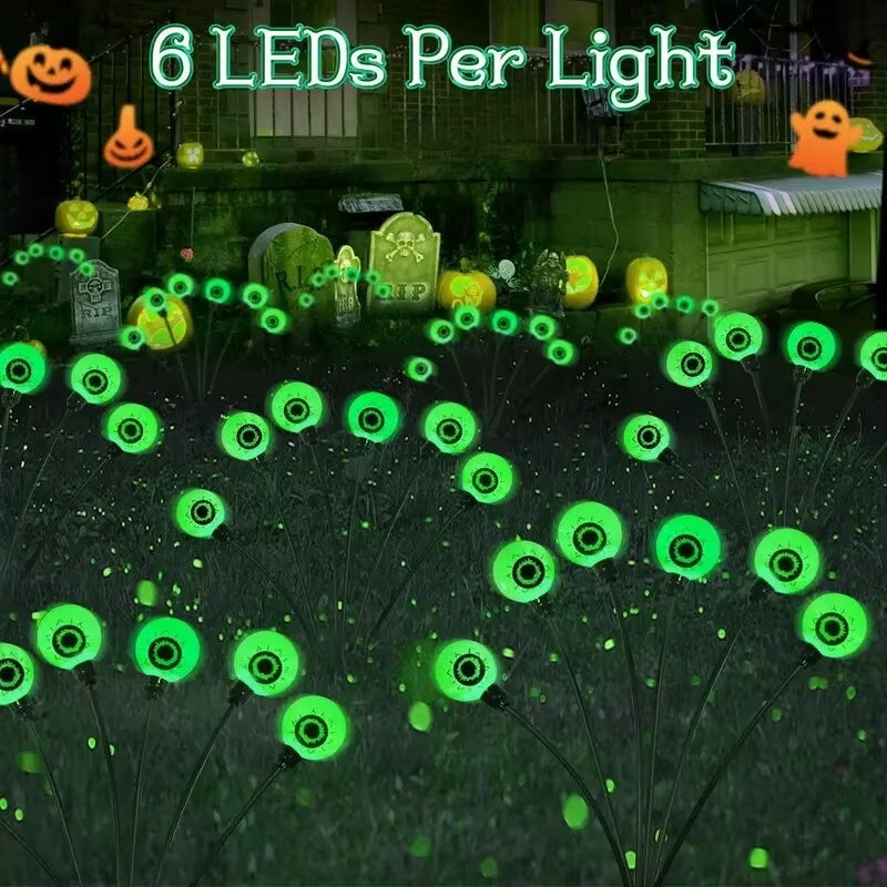 Solar Halloween Eyeball Stake Light – 6‑Head Outdoor Waterproof Firefly Lamp for Garden & Yard