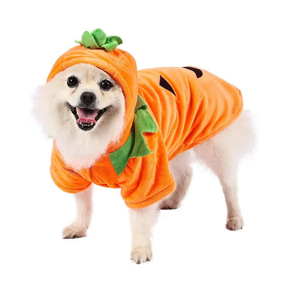 Dog Pumpkin Hoodie – Cute Halloween Cosplay Costume, Warm Fleece Puppy Clothes