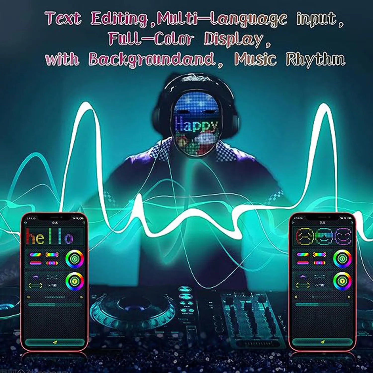 Bluetooth LED Mask with APP Control – DIY Animation, Text & Picture Display  Halloween, Christmas, Carnival & Party Costume