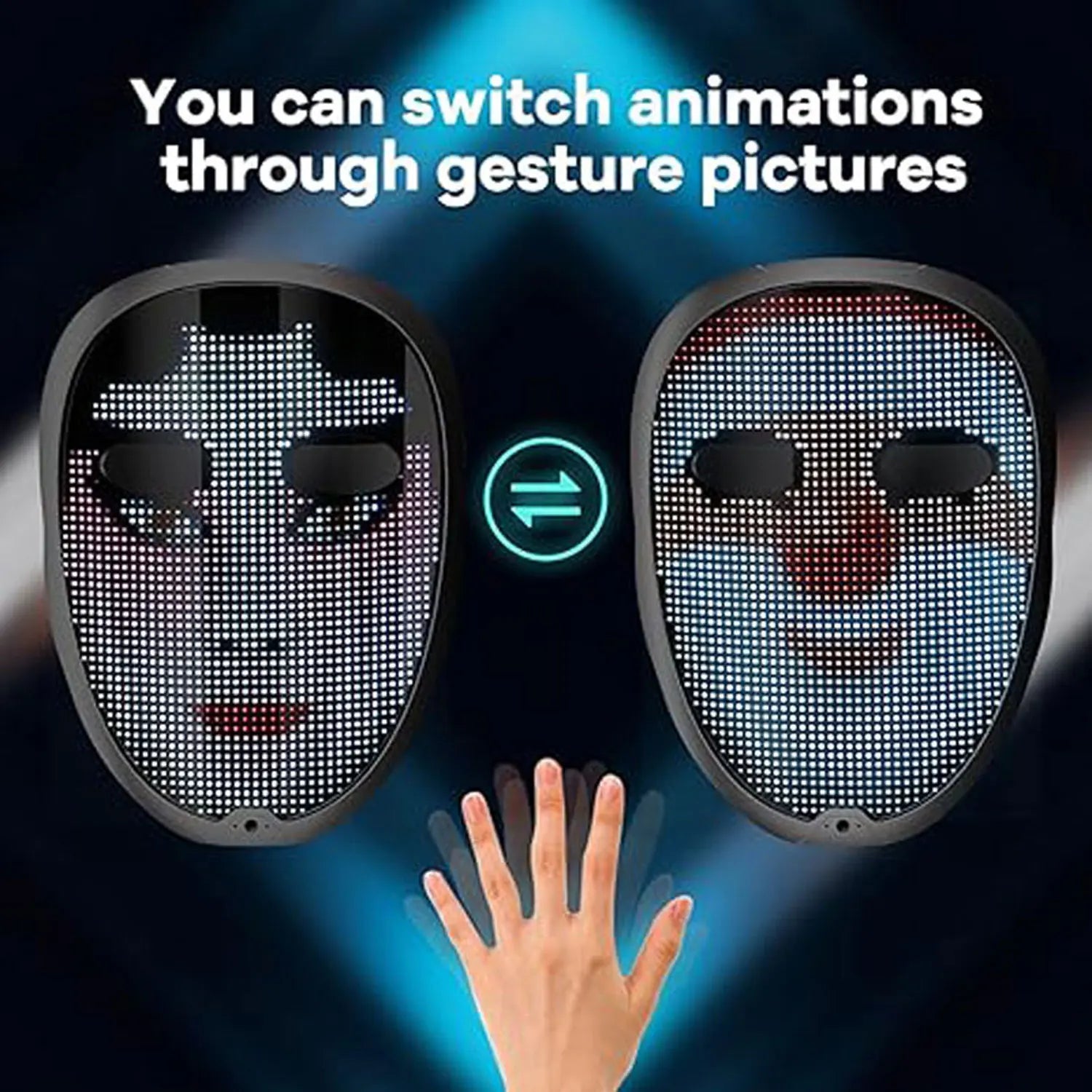 Bluetooth LED Mask with APP Control – DIY Animation, Text & Picture Display  Halloween, Christmas, Carnival & Party Costume