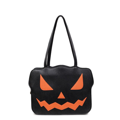 Women’s Halloween Pumpkin Shoulder Messenger Bag — PU Leather, Black or Orange |  Free shipping