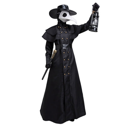 Halloween Steampunk Plague Doctor Costume – Medieval Beak Mask Outfit with Accessories (Unisex, Multiple Sizes)