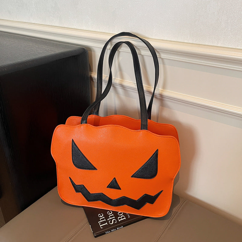 Women’s Halloween Pumpkin Shoulder Messenger Bag — PU Leather, Black or Orange |  Free shipping