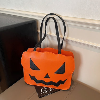 Women’s Halloween Pumpkin Shoulder Messenger Bag — PU Leather, Black or Orange |  Free shipping