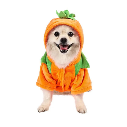 Dog Pumpkin Hoodie – Cute Halloween Cosplay Costume, Warm Fleece Puppy Clothes