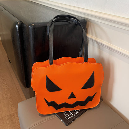 Women’s Halloween Pumpkin Shoulder Messenger Bag — PU Leather, Black or Orange |  Free shipping