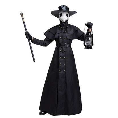 Halloween Steampunk Plague Doctor Costume – Medieval Beak Mask Outfit with Accessories (Unisex, Multiple Sizes)