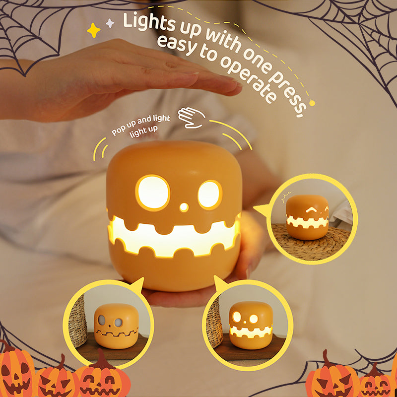 Halloween Pumpkin Night Light – Cute Silicone Bedside Lamp for Kids & Adults, Funny Ambience Light for Bedroom, Living Room & Party Decoration, Rechargeable LED Gift for Halloween & Birthdays | Fast Delivery 5–9 Days + Free Shipping